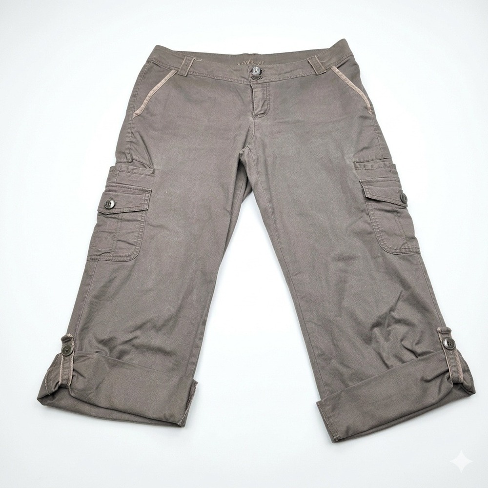 Roots 73 Women's Cargo Capri Pants Size 8 Charcoal Gray‎ Stretch Hiking Casual